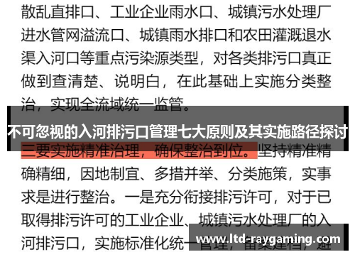 不可忽视的入河排污口管理七大原则及其实施路径探讨